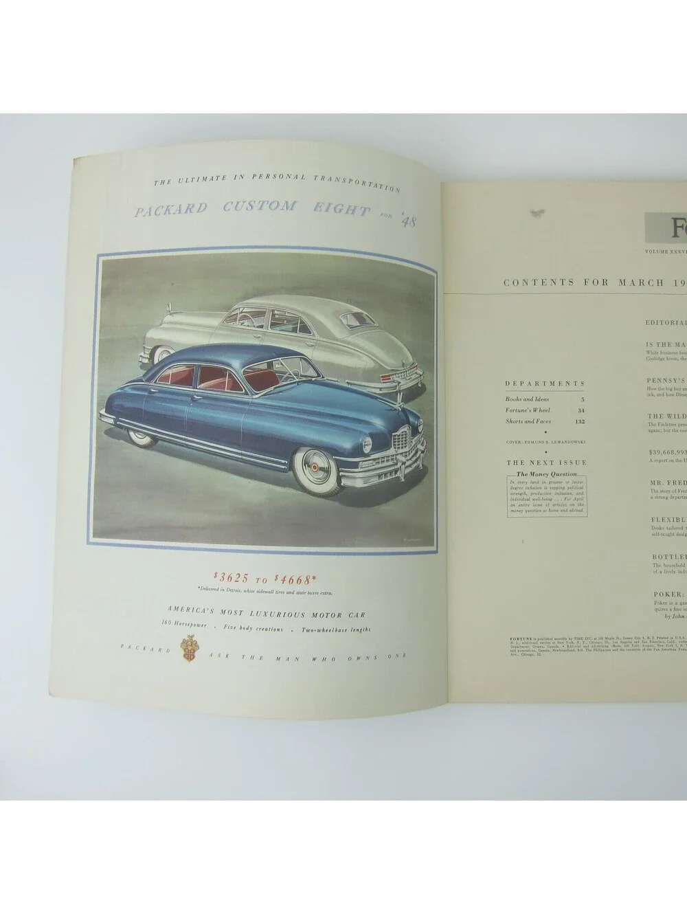 Vintage FORTUNE Magazine March 1948 Packard, Nash, Ford, Austin England, Buick